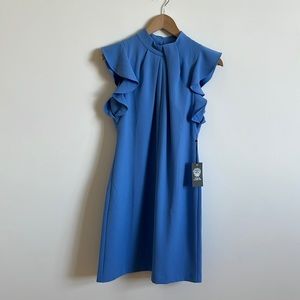 -Vince Camuto Light Royal Blue Dress with Ruffle Shoulders Size 2 NWT